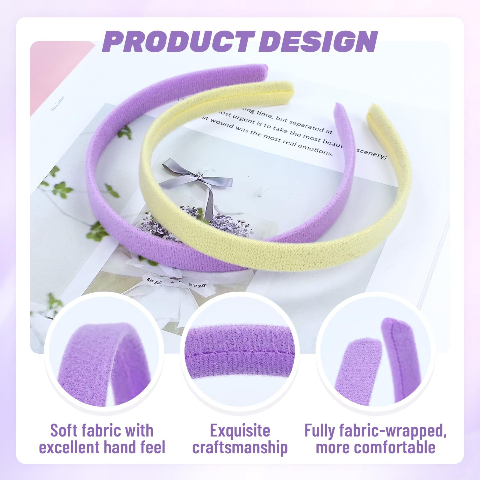 20 Pieces Width 1.5cm/0.6″ Solid Cloth Covered Blank Plain Plastic Headbands …