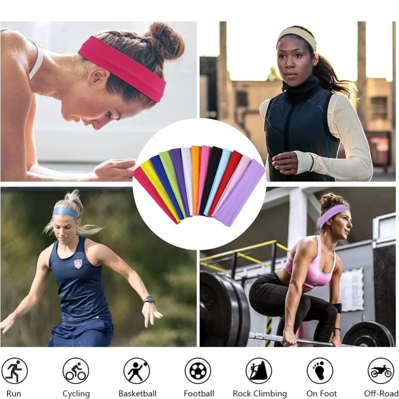 Elastic Knitted Headbands Solid Color Sports Yoga Running Hair Band Set