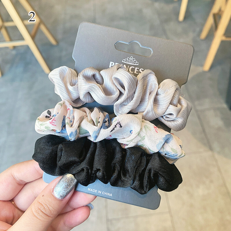 3pcs/Set Satin Silk Scrunchies Hair Bands Scrunchy Ropes Ties Ponytail Holder