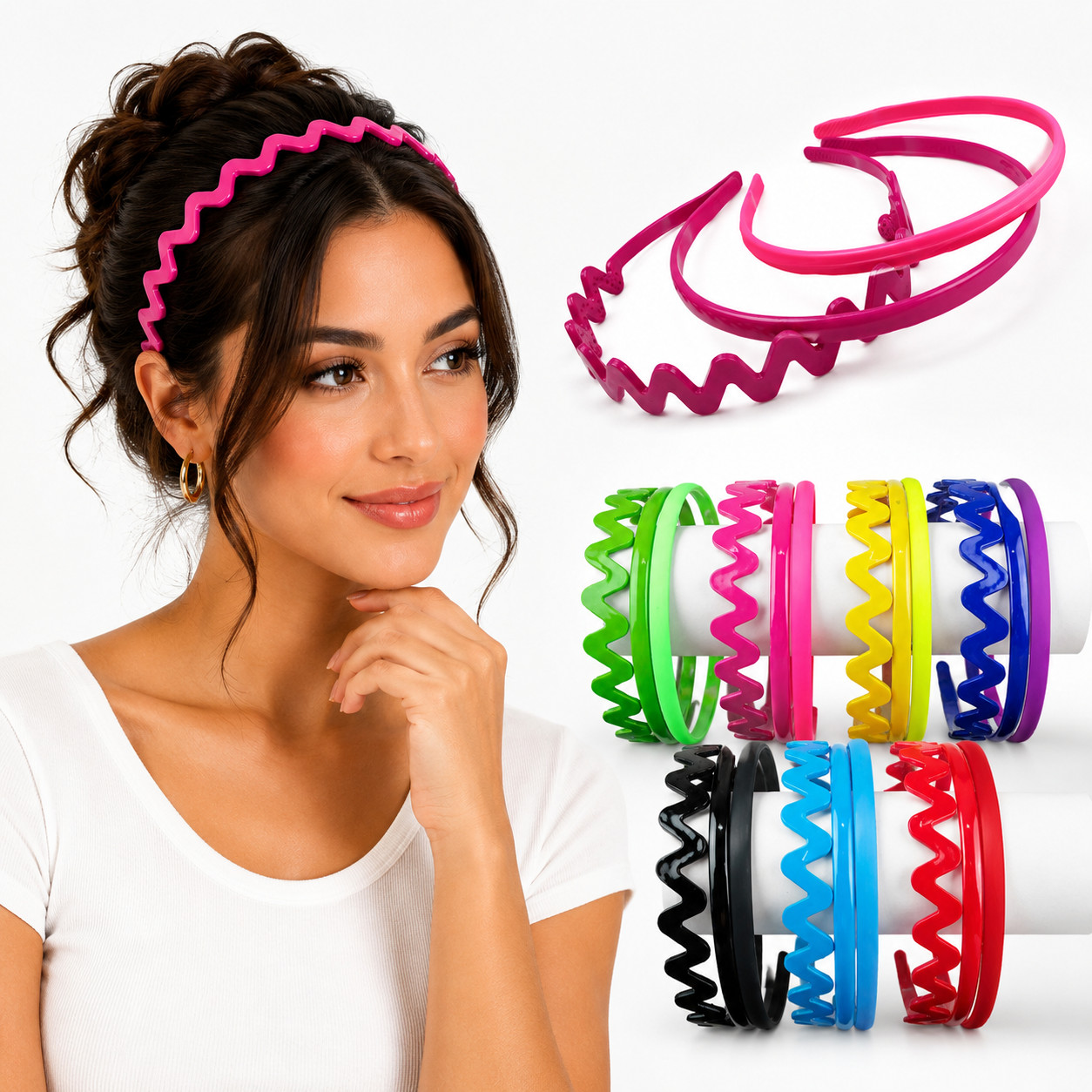 9pcs Women Girl Zig Zag Plastic Headband Hair Band Pin Head Wrap Comb Lots 0.3″
