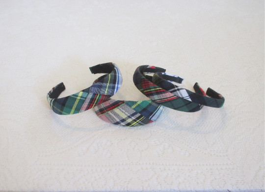 Handmade Preppy Tartan Madras Patchwork Plaid Cotton Headband in 4 Sizes