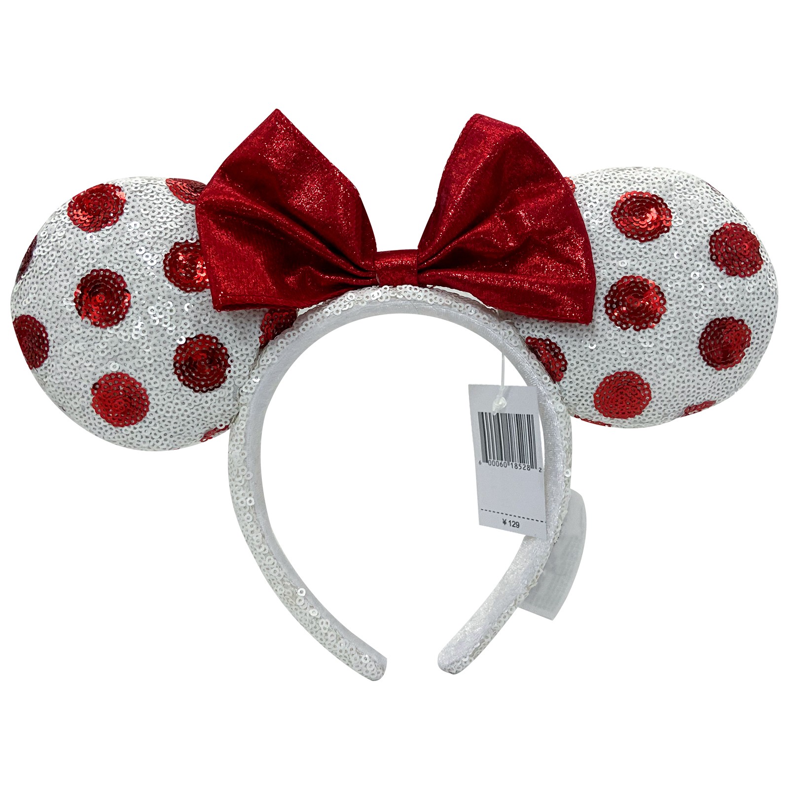 Disney Parks Polka Dot / Heart Shape Sequin Bow Minnie Mouse Ears Headband