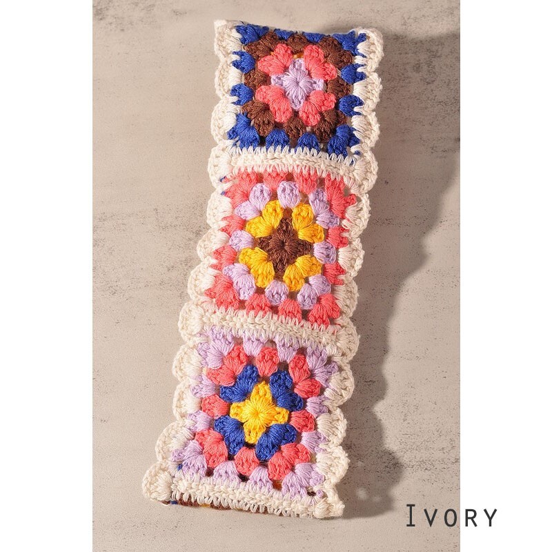 NEW Floral Patchwork Crochet Knit 100% Cotton Soft Hair Accent Headband Hairband
