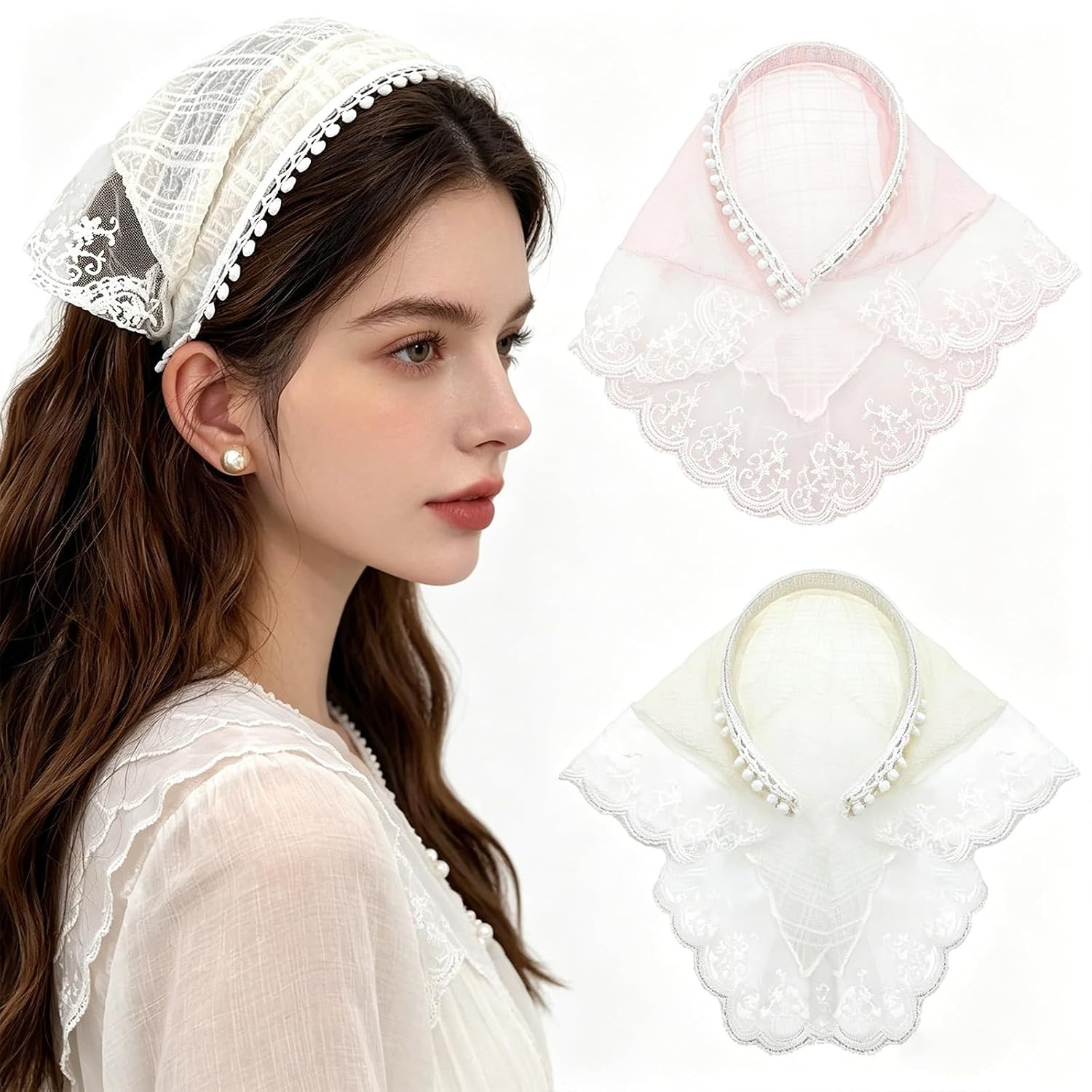 2 PACK Hair Scarf Headband for Women, Lace Hair Bandana, Non-Slip Hair Soft Head