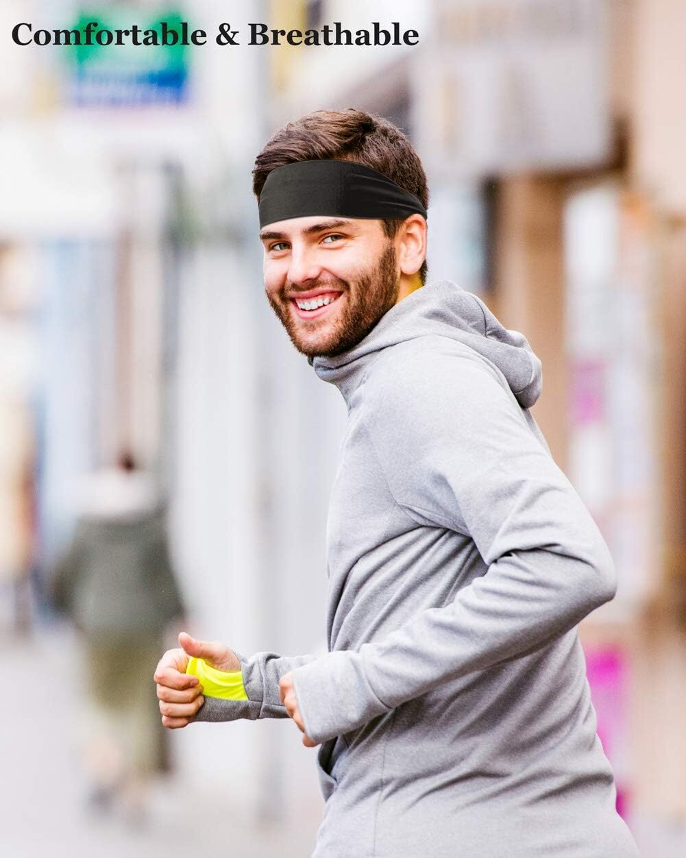 4 Pack Running Headbands for Men Sweatbands Sports Sweat Bands Workout Fitness