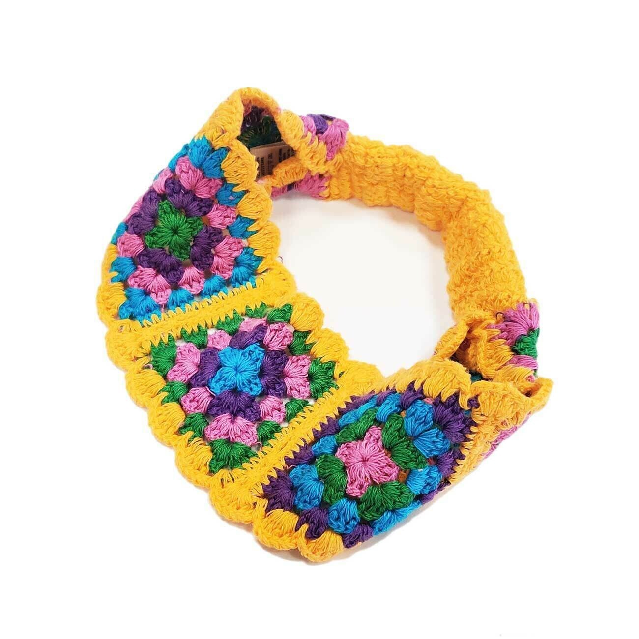 NEW Floral Patchwork Crochet Knit 100% Cotton Soft Hair Accent Headband Hairband