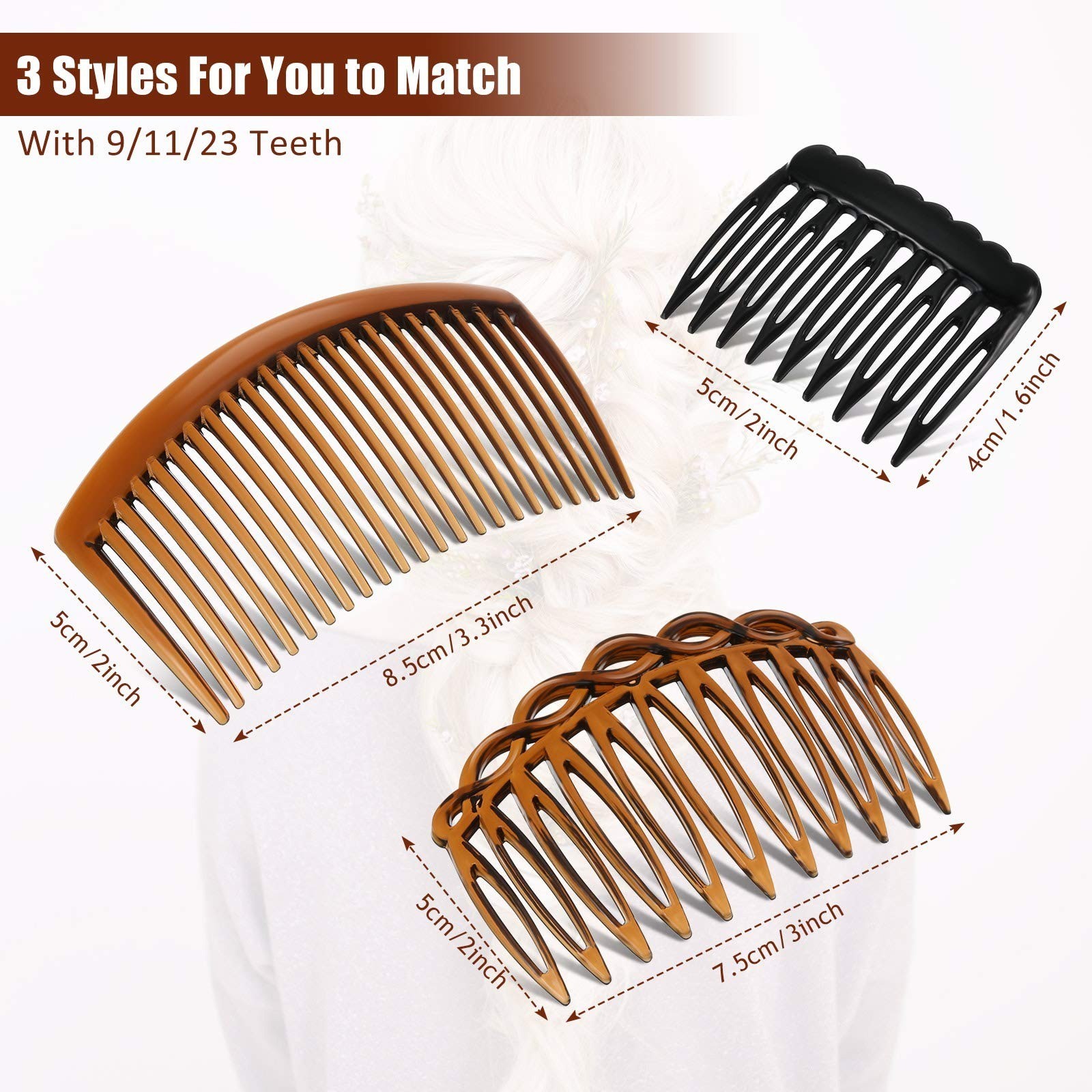 24 Pieces Hair Combs Set for Women – Plastic Side Combs Clips