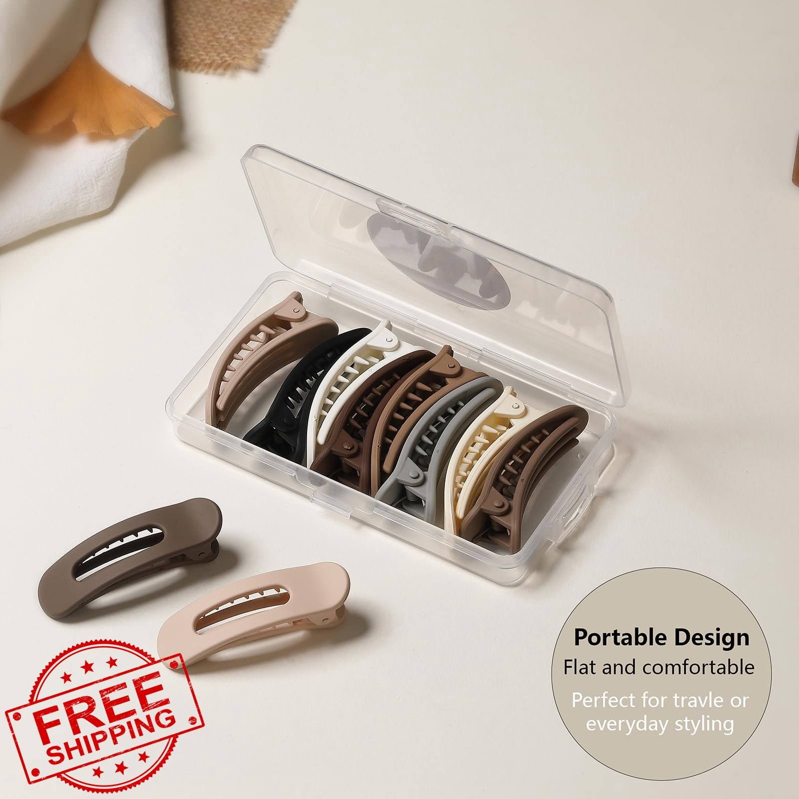 Lahnie 10pk Small Matte Thin Hair Clips Neutral