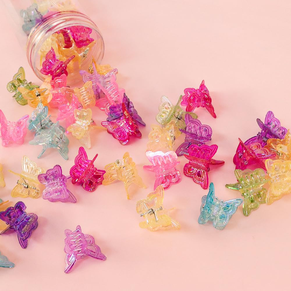 60PCS Mini Butterfly Hair Clips for Hair with Box Glitter 90s Y2k Hair Accessori