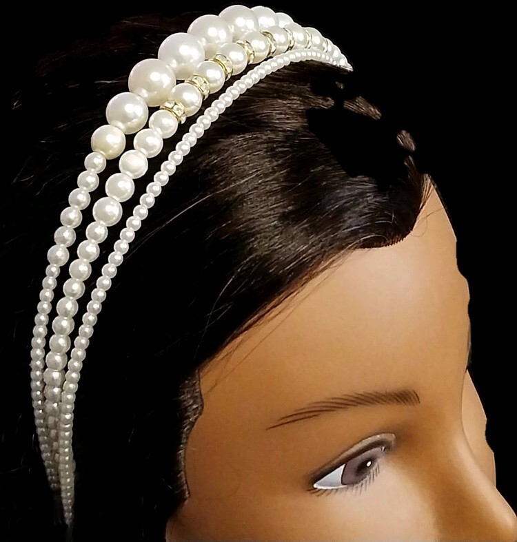 Handmade 3 Pack Pearl Headbands.