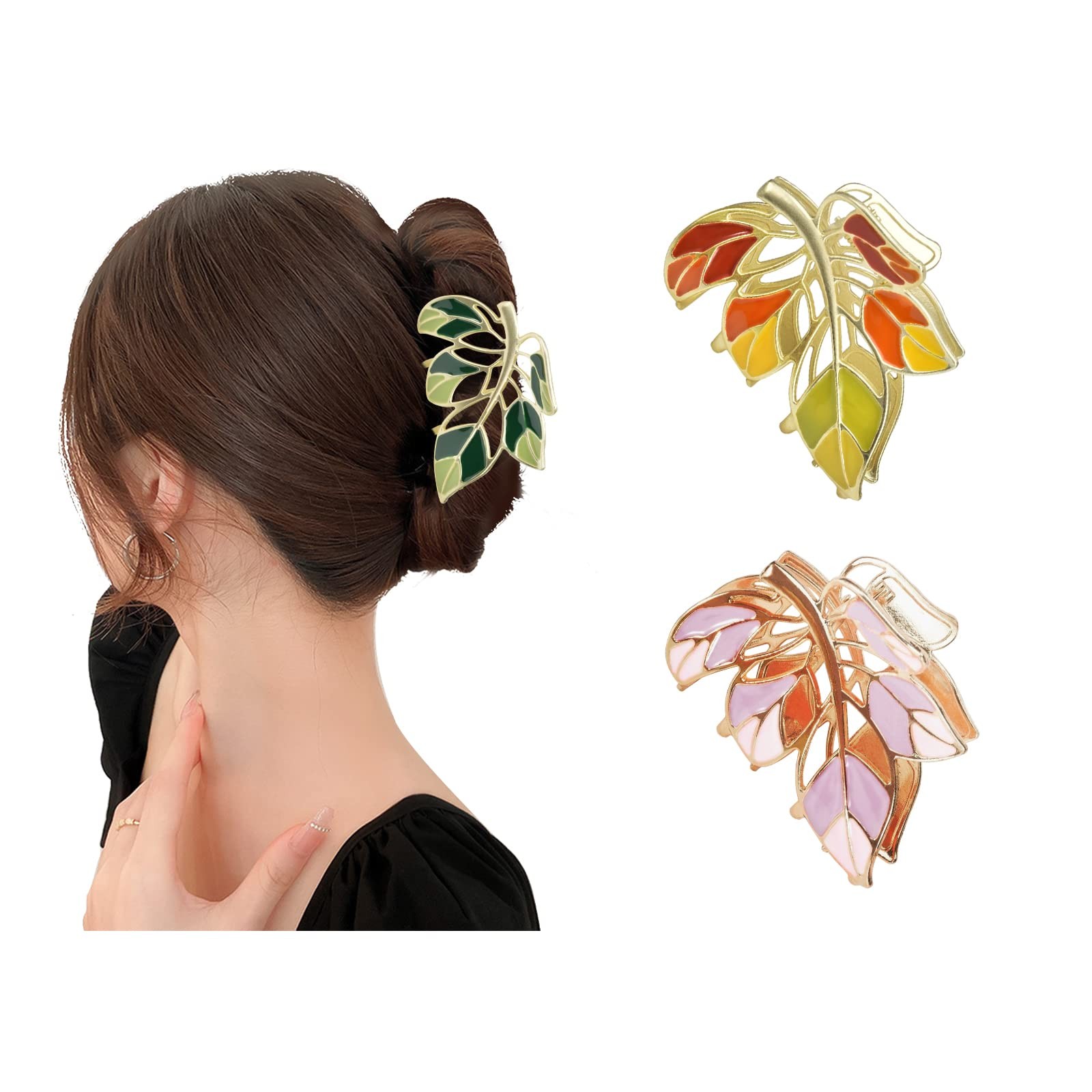 Yonchic 3-Piece Floral Metal Hair Accessories in 3 Colors Barrettes Claws and…