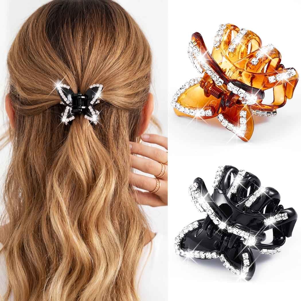 BARTOSI Rhinestone Claw Clips Sparkly Hair 1 Count (Pack of 1), Butterfly