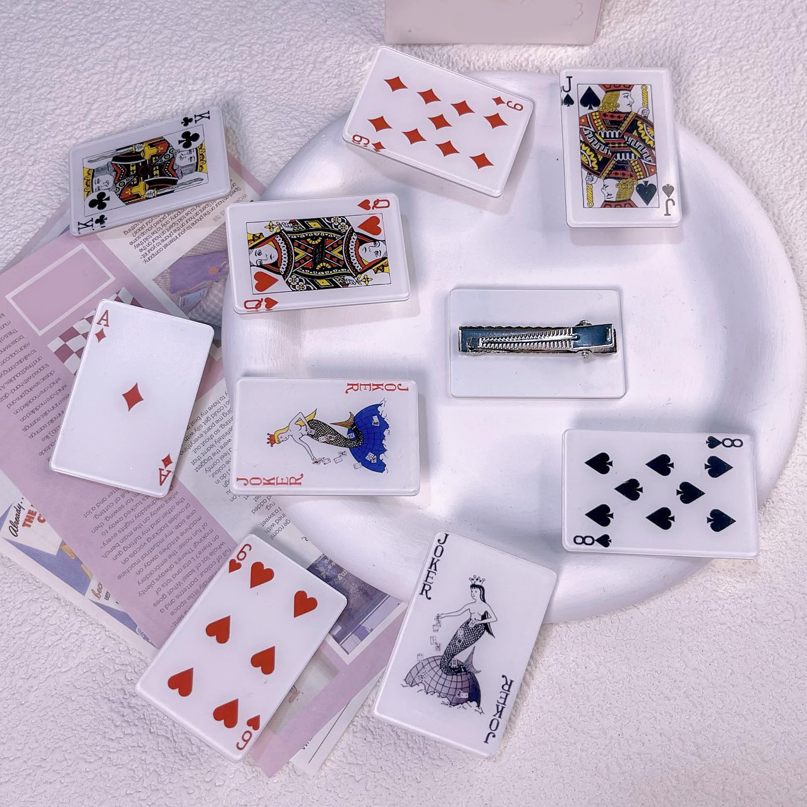 TUCEWP 10Pcs Poker Hair Clips for Women Girls 1 Count (Pack of 10), White