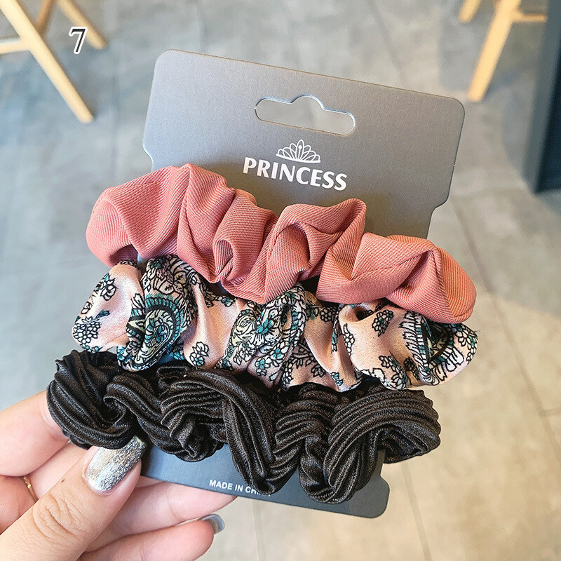 3pcs/Set Satin Silk Scrunchies Hair Bands Scrunchy Ropes Ties Ponytail Holder