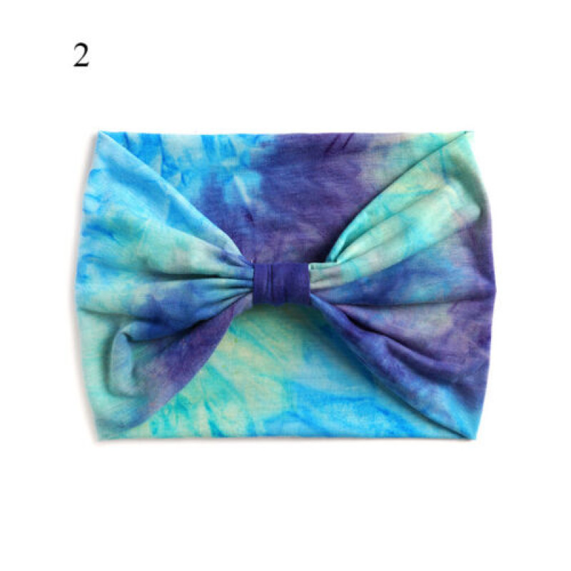 Headband for Women Boho Tie Dye Yoga Wide Knotted Sport Head Wraps Turban