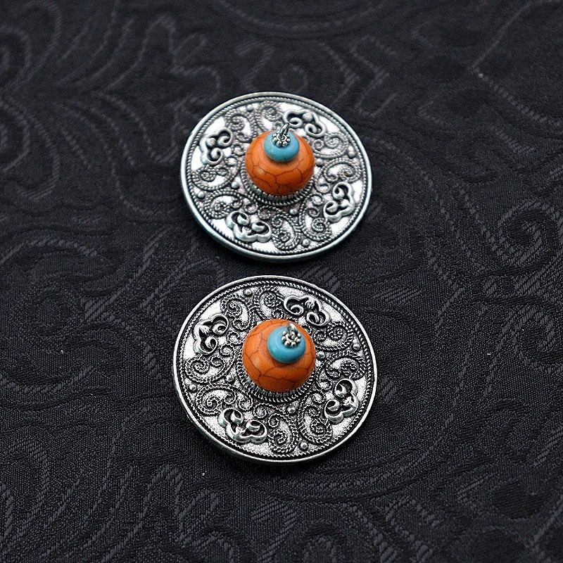 Ethnic Hair Clip Tibetan Mongolian Silver Plated Hair Barrette Accessory