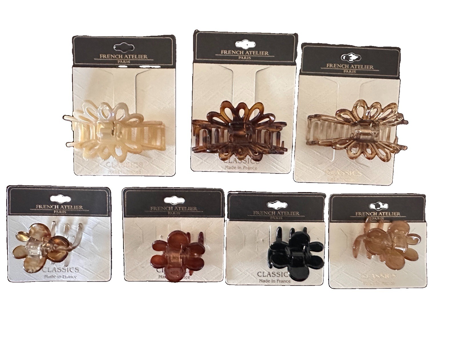 Lot Of 7 The French Atelier Hair Claw Clips NWT Cellulose Acetate Made In France