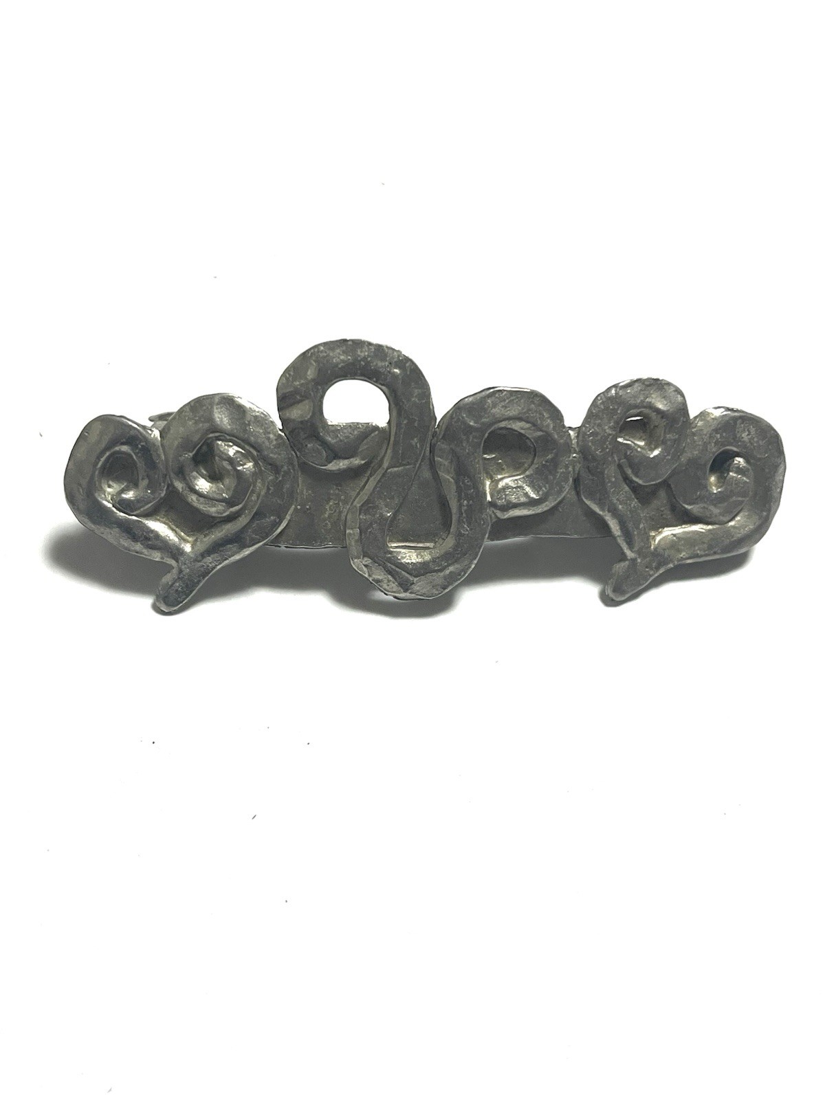 Vintage Metal Hair Barrette Abstract Scroll Design Silver Tone 9cm