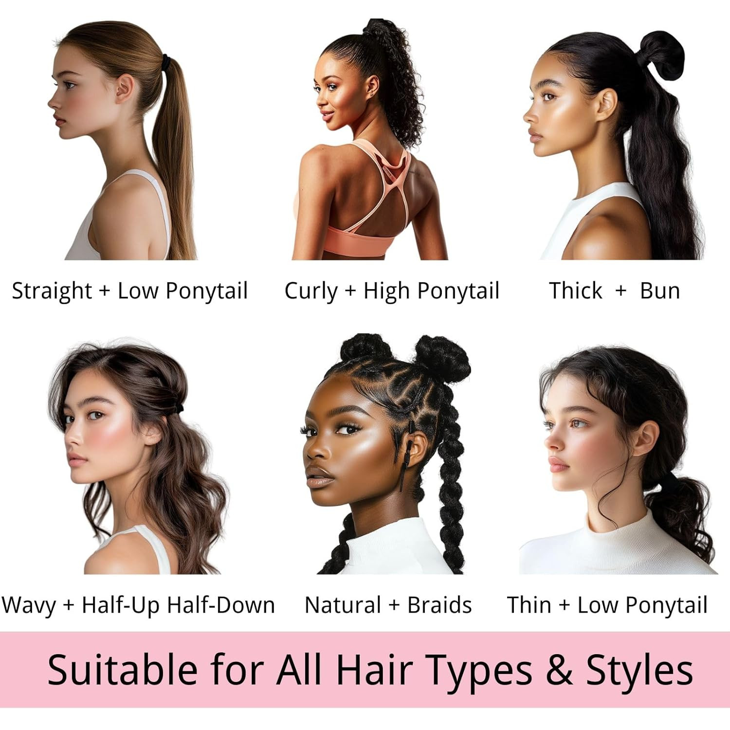 120PCS Black Hair Ties for Thick Hair – Seamless No Damage Elastic Ponytail Hold