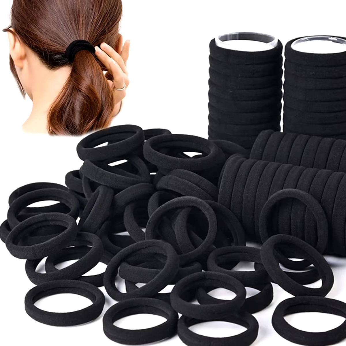 50/100Pcs Black Hair Bands for Women Girls Hairband High Elastic Rubber Band Hai