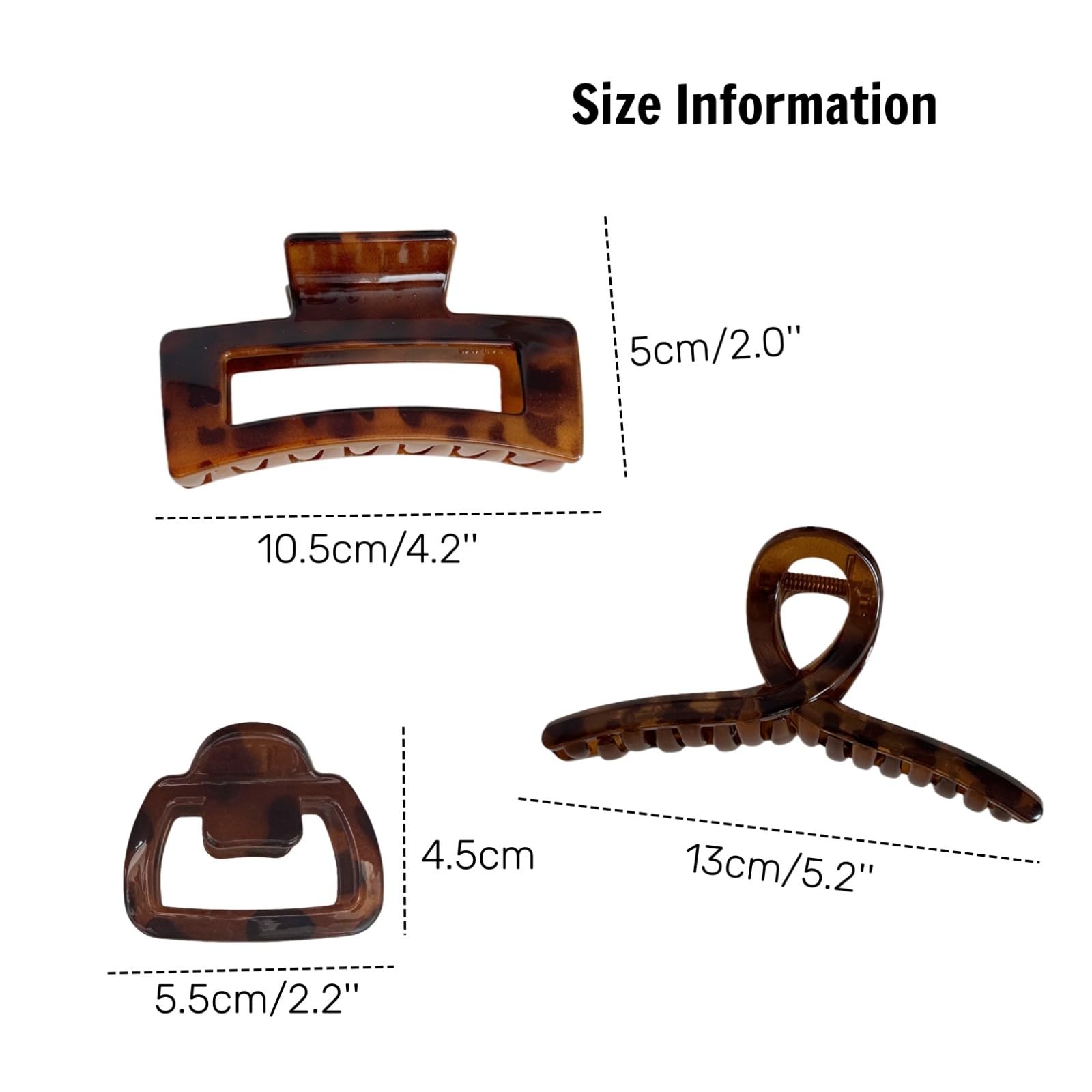 6 Pieces Hair Claw Clips for Women, Tortoise Shell 1 Count (Pack of 6), Brown