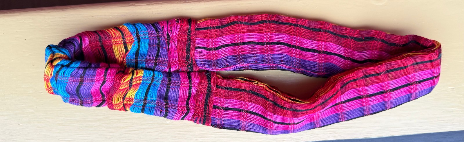 Handmade Guatemalan Multicolor Woven Elastic Head Band 100% Cotton Artisan #UU