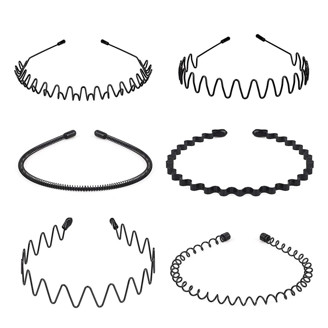 6 Pieces Metal Headbands Wavy Hairband Spring Hair Hoop Sports Fashion Hair Band