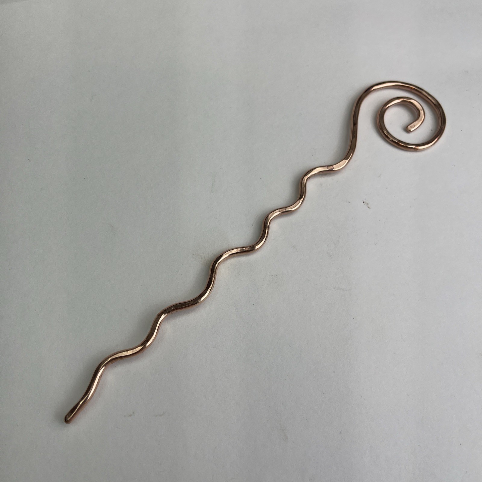 Extra Long Solid Copper Hair Pin, Stick, Slide, Spiral Top