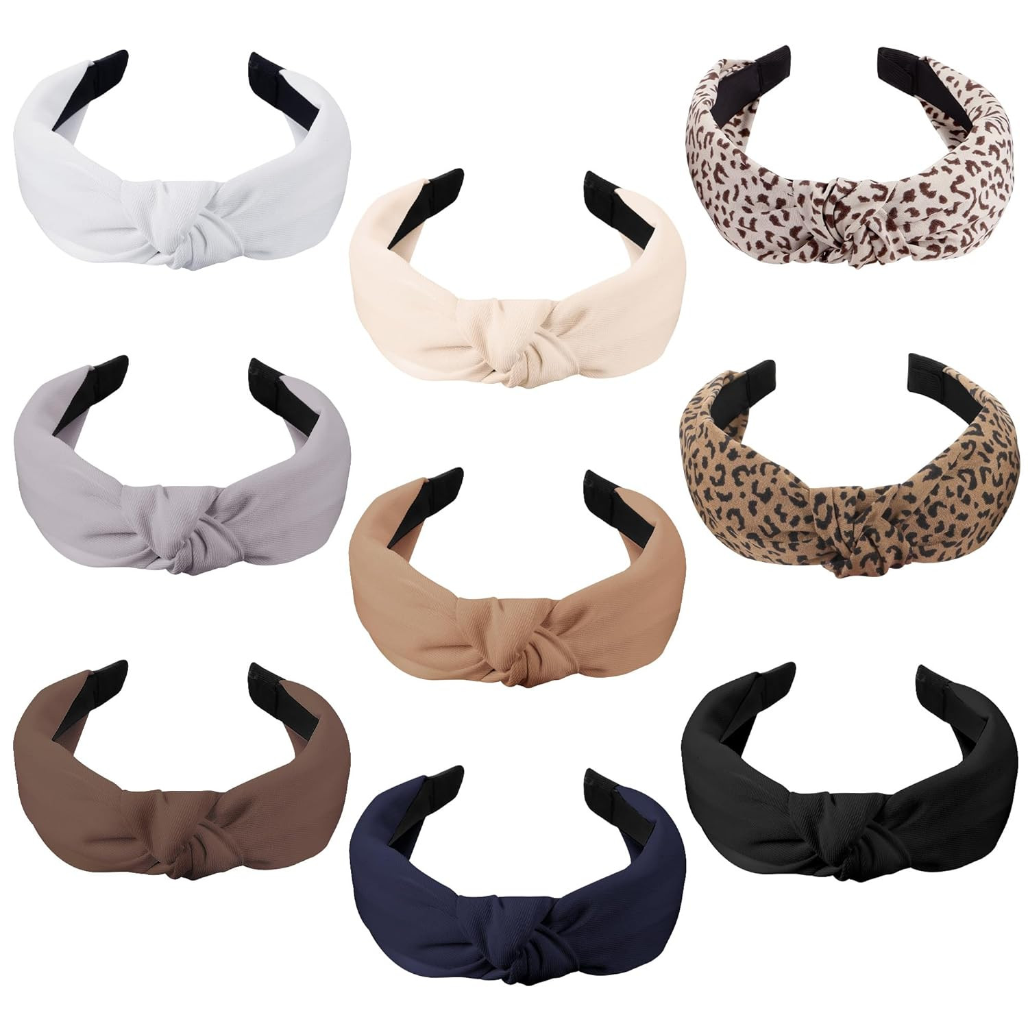 Headbands for Women, 9Pcs Fashion Knotted Headband Leopard Knot Hairband | Cute
