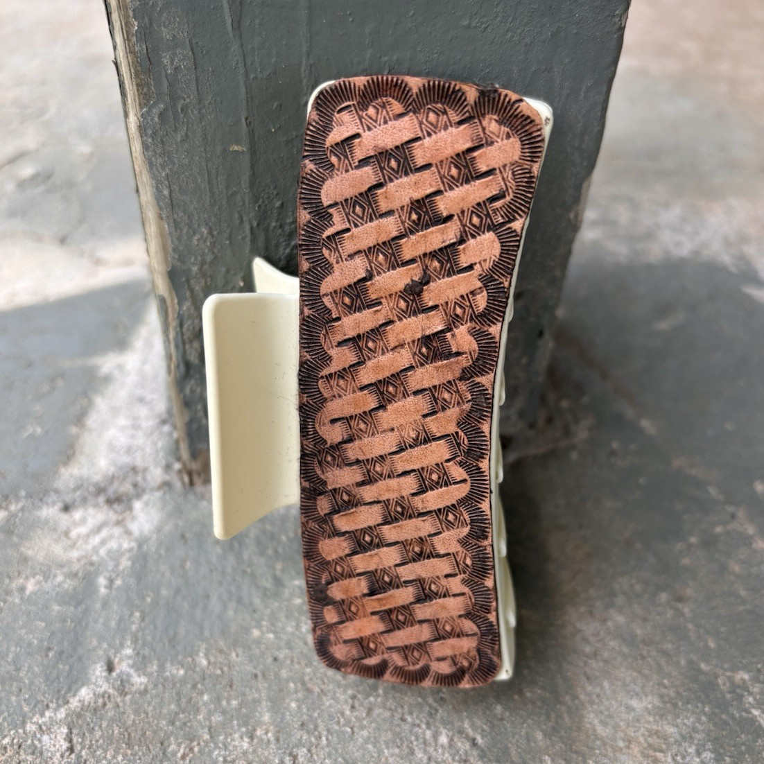 Tooled Leather Claw Clip