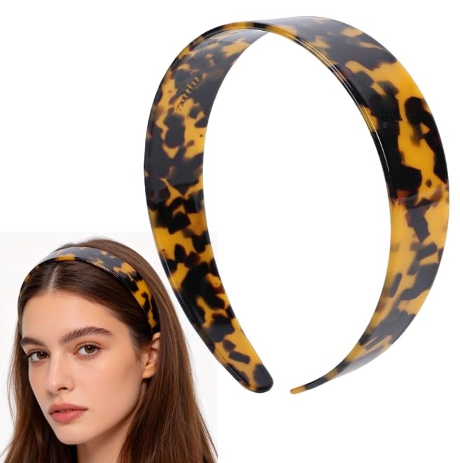 Wide Tortoise Shell Headband with Teeth, Acetate Resin Hair Band for Women, 1…
