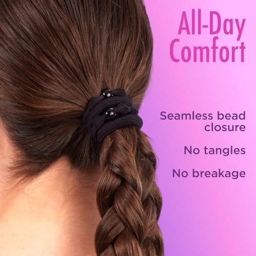 Goody Ouchless Forever Hair Elastics, 10 Ct, Black, Damage-Free Bands, 3X Strong