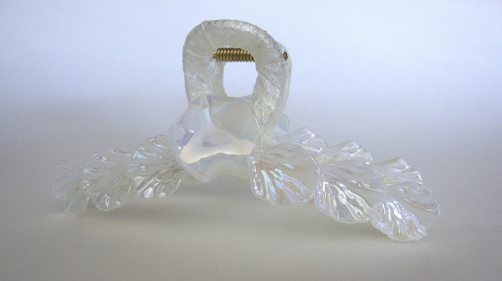 Large or medium pearly white iridescent shell design hair claw clip