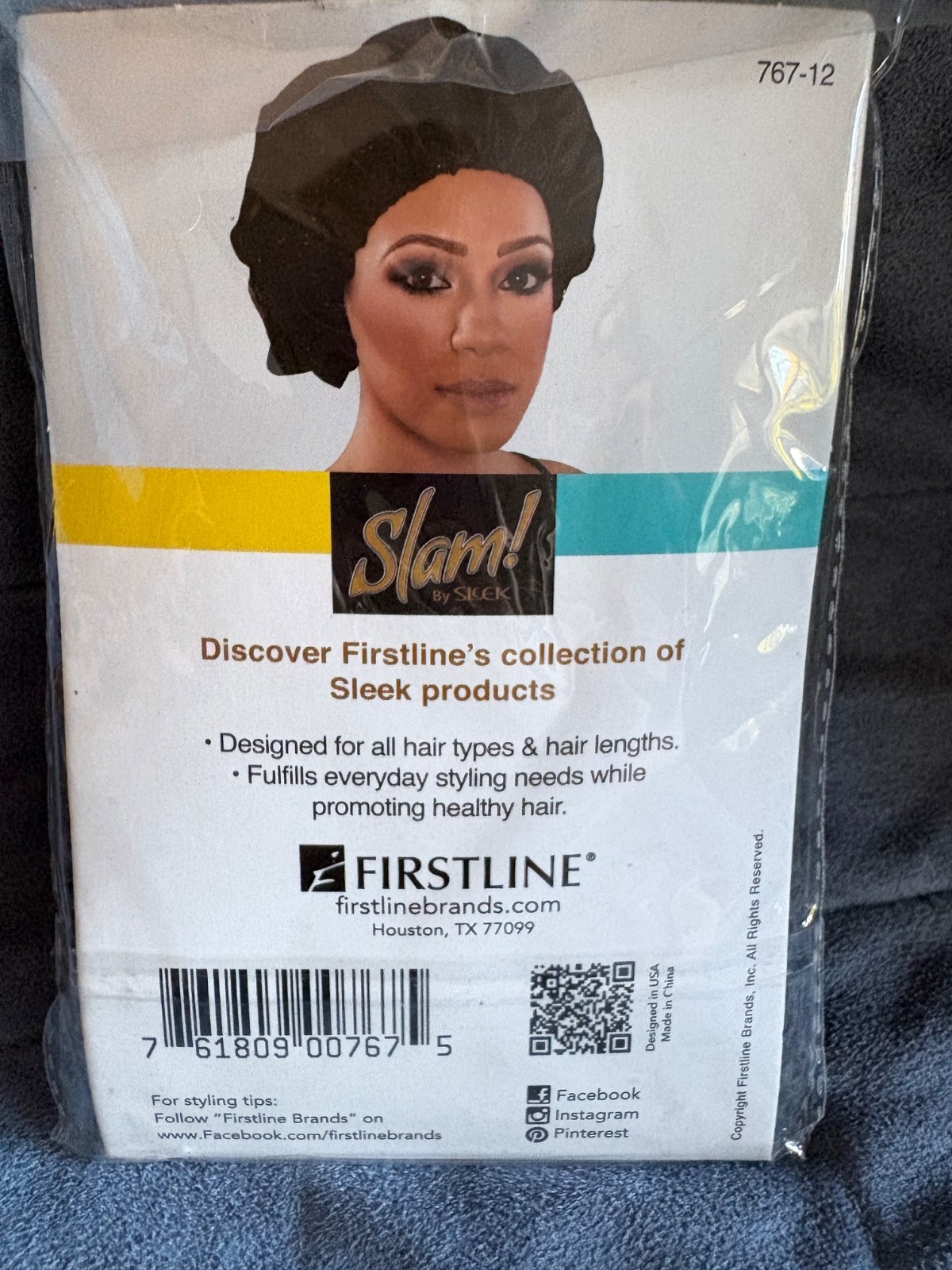 SLAM! I MAINTAIN YOUR STYLE BLACK HAIR BONNET *LARGER SIZE* #767-12