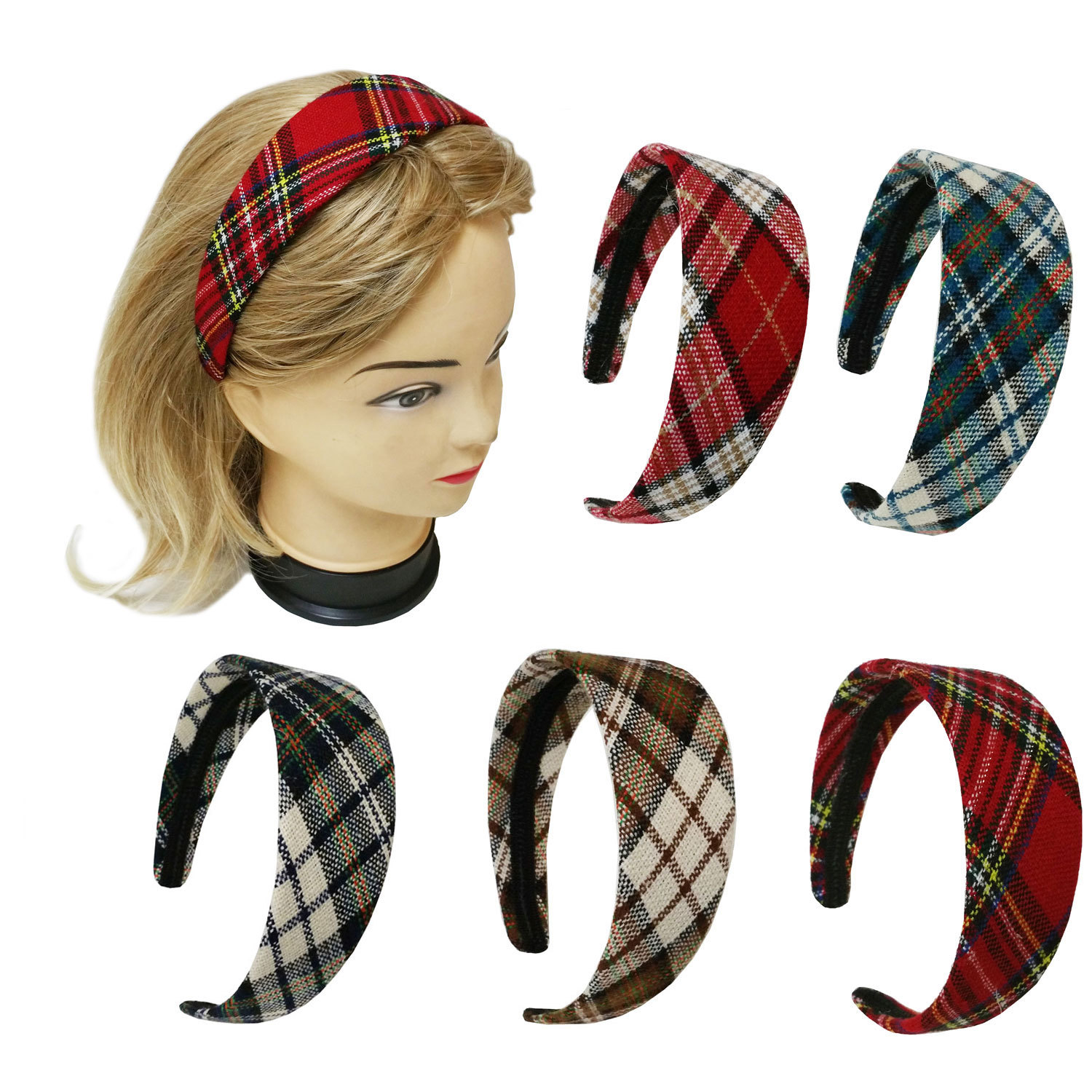 Plaid Wide Headband for Women Girls Fahionsolid Hairband