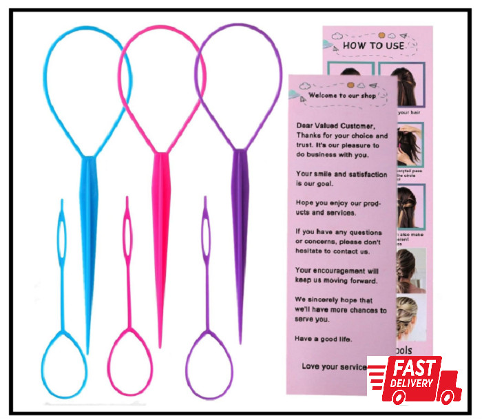 6pcs Topsy Tail and Hair Loop Styling Tool Set – Ponytail Makers, French Braid L