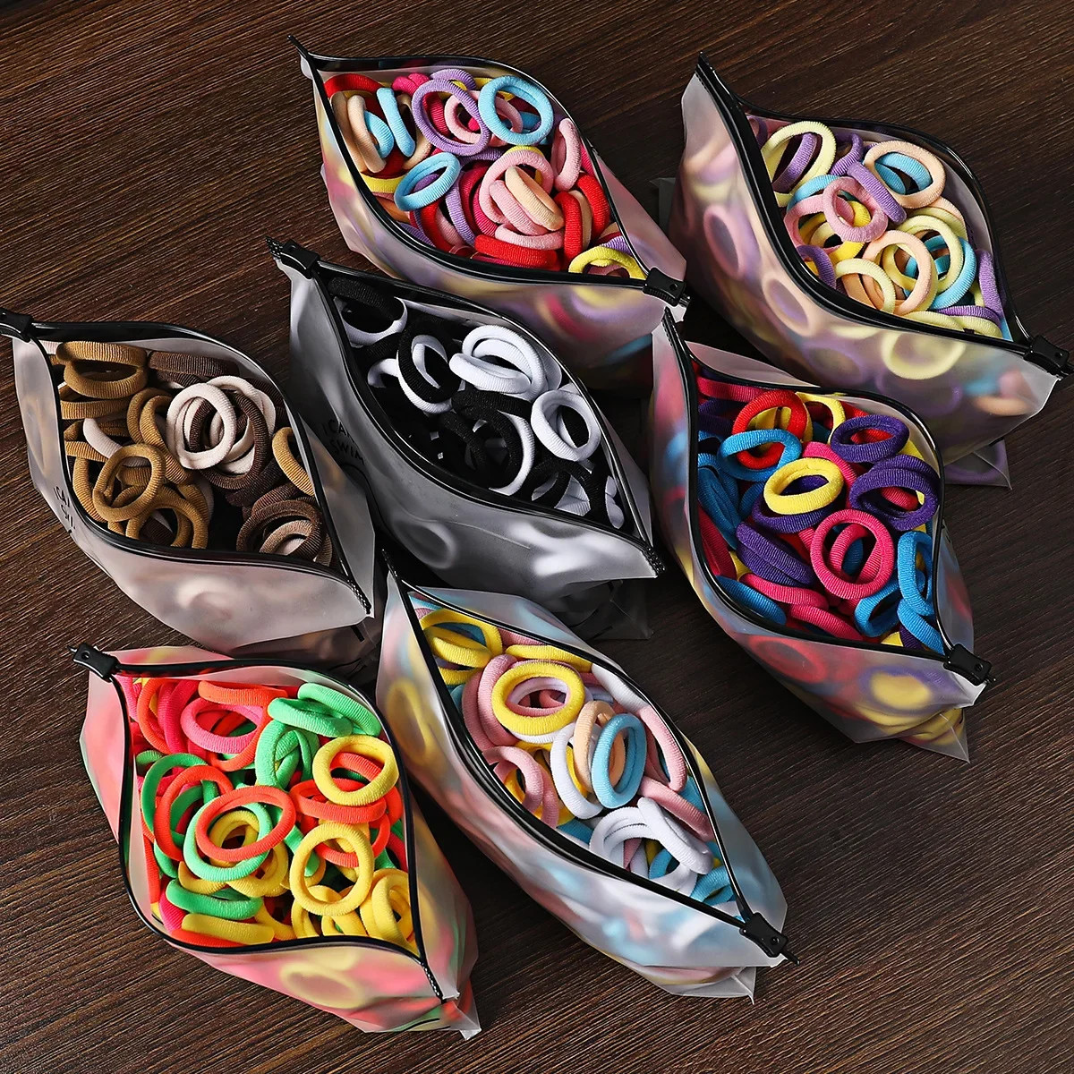 50/100Pcs Hair Bands for Children Colorful Nylon Scrunchie Hair Ties Rubber Band