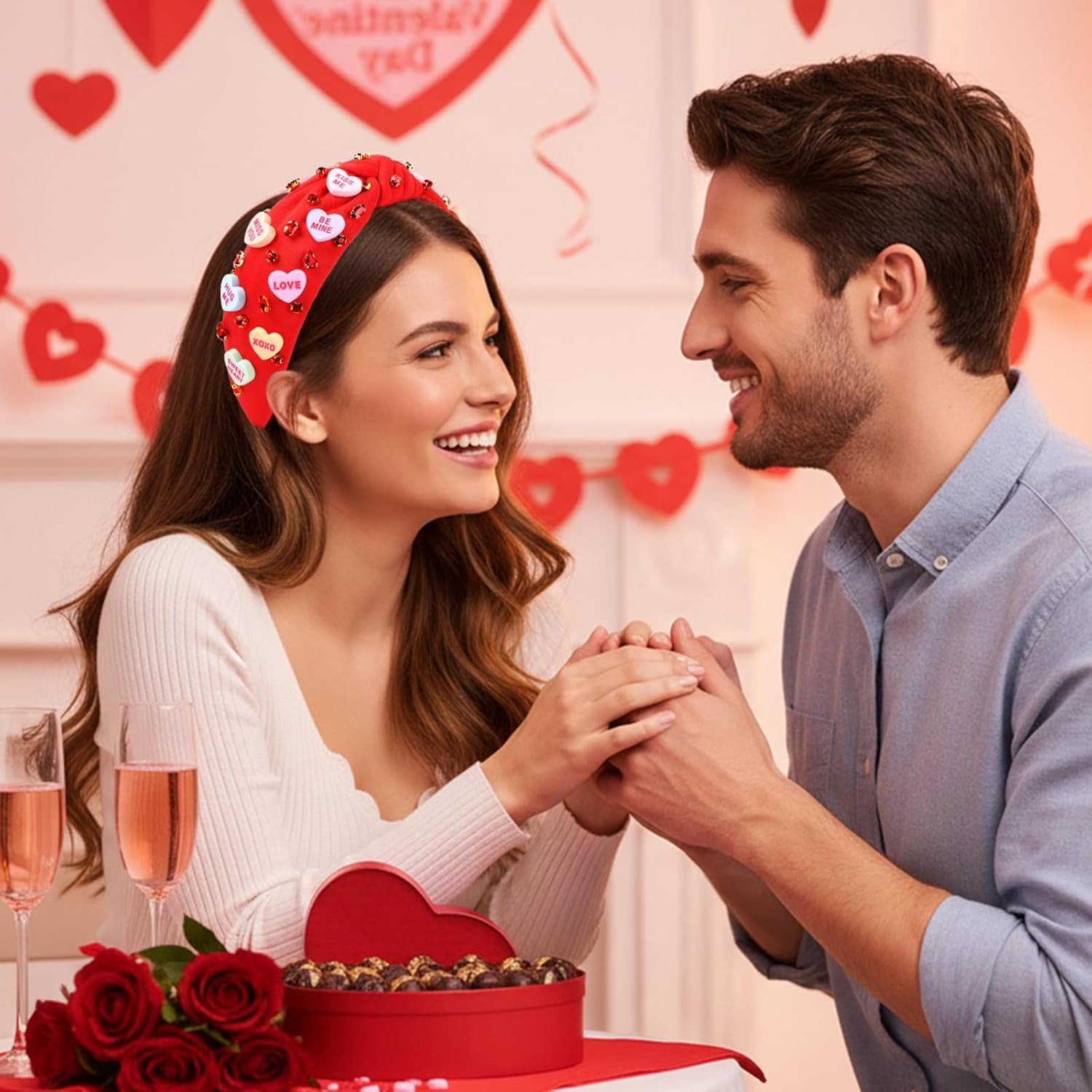 Valentines Headbands for Women Teen Girls, XOXO Love Heart Headband, Valentines