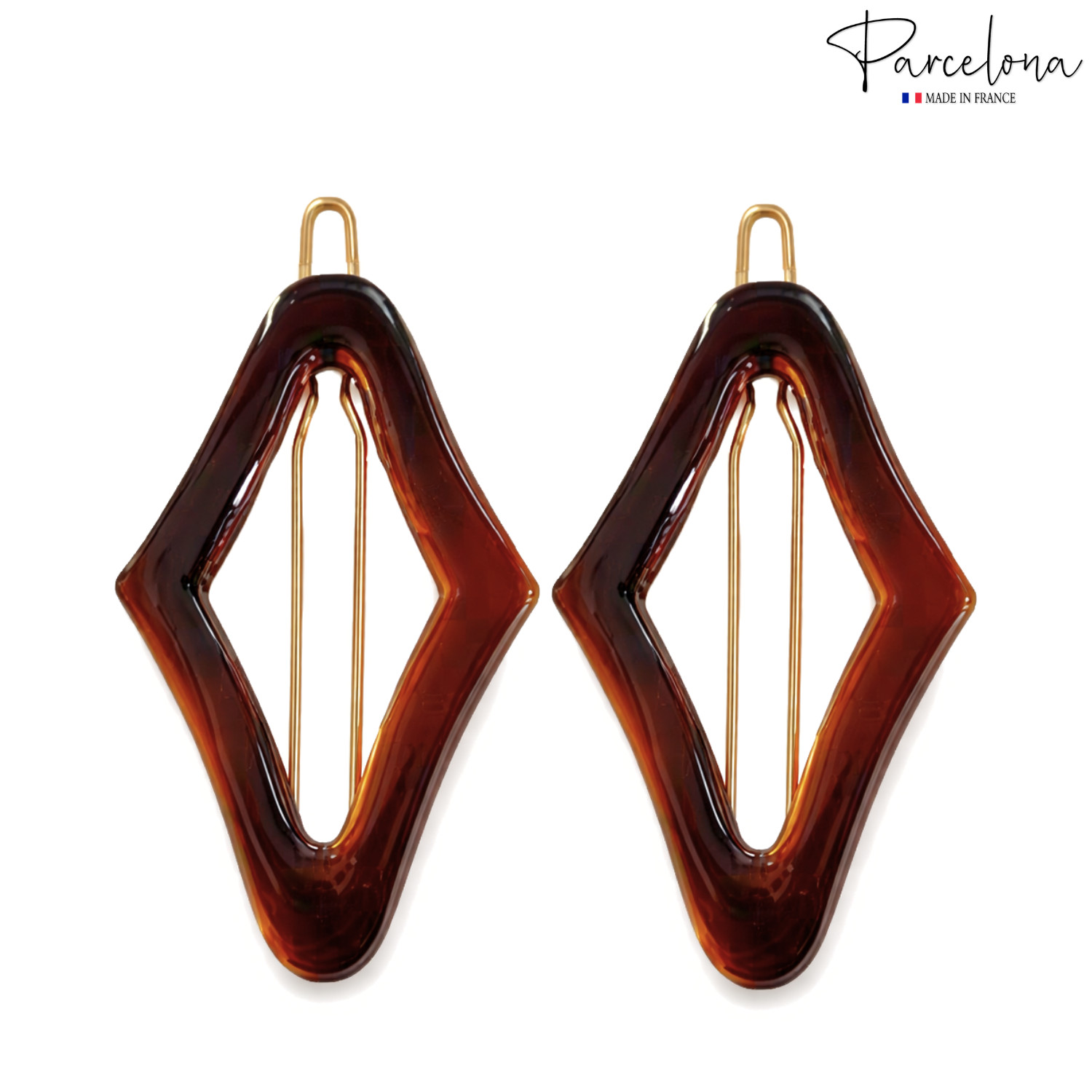 Parcelona Rhombus 2″ Small Tortoise Shell Hair Clip Tige Boule Barrette Womens