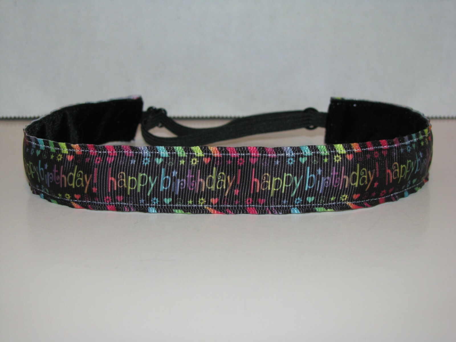 HAPPY BIRTHDAY Headband adjustable no slip Sweaty Sports Hair Band Candles Cake