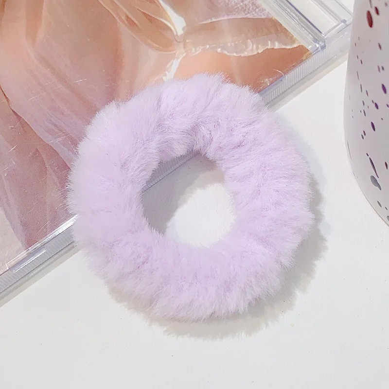 Furry Faux Rabbit Fur Hair Scrunchies Artificial Fur Hair Bobbles Elastic Hai…