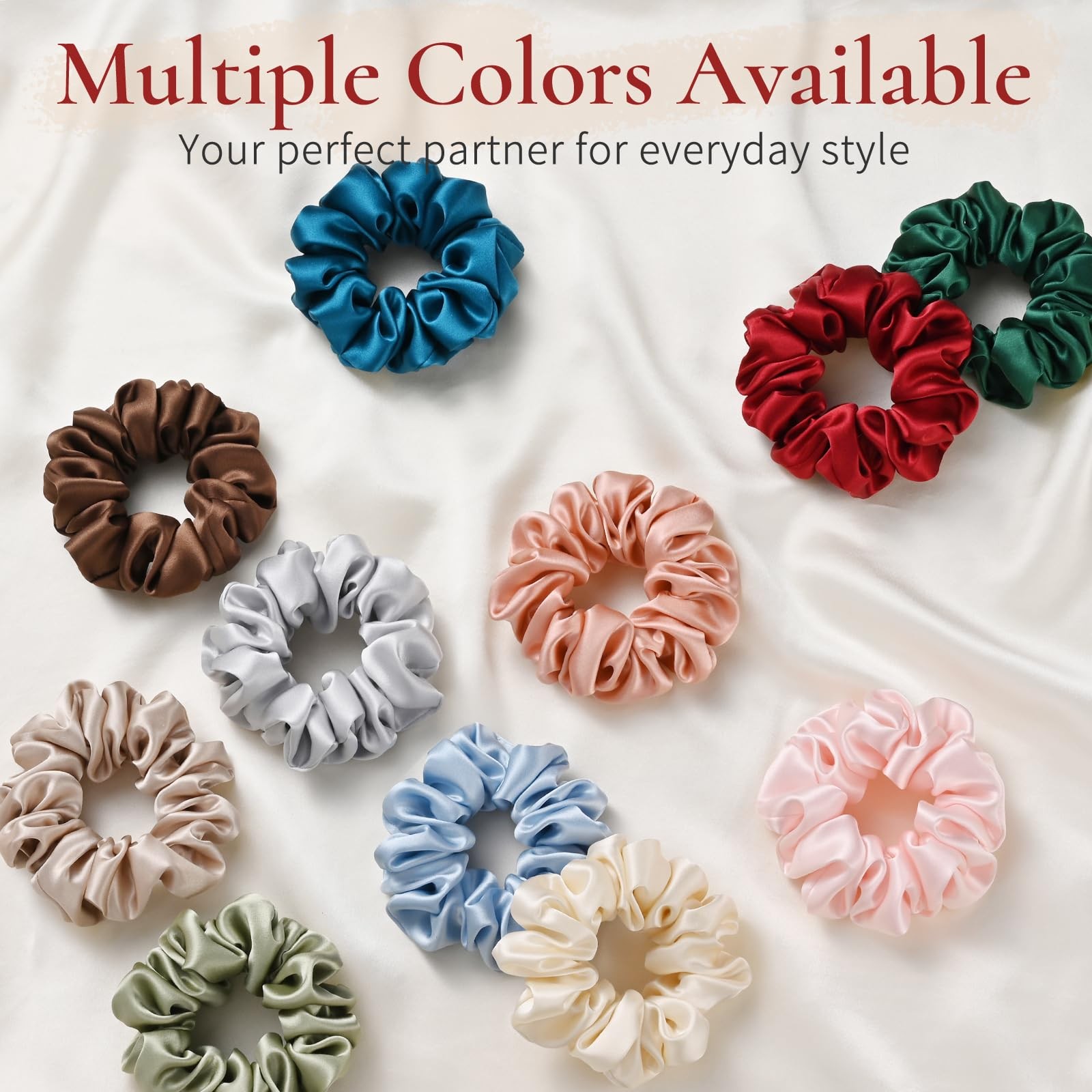 QYTRILI Silk Scrunchie 1.4″ Medium Wide 6A 22 Momme 100% Mulberry Silk Hair T…