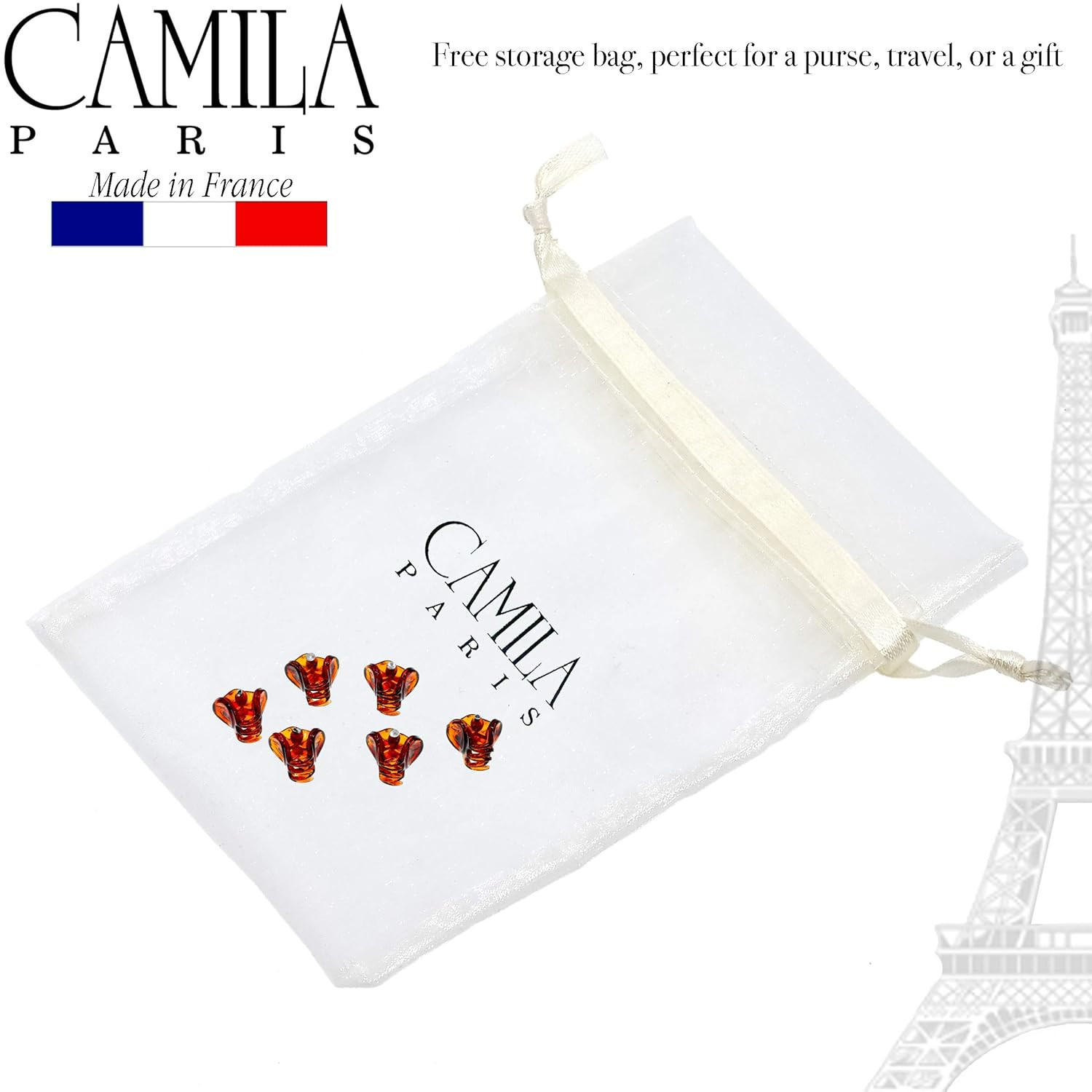 Paris AD115/6 French Hair Clip for Women, Set of 6 Extra Small Girls Hair Claw C
