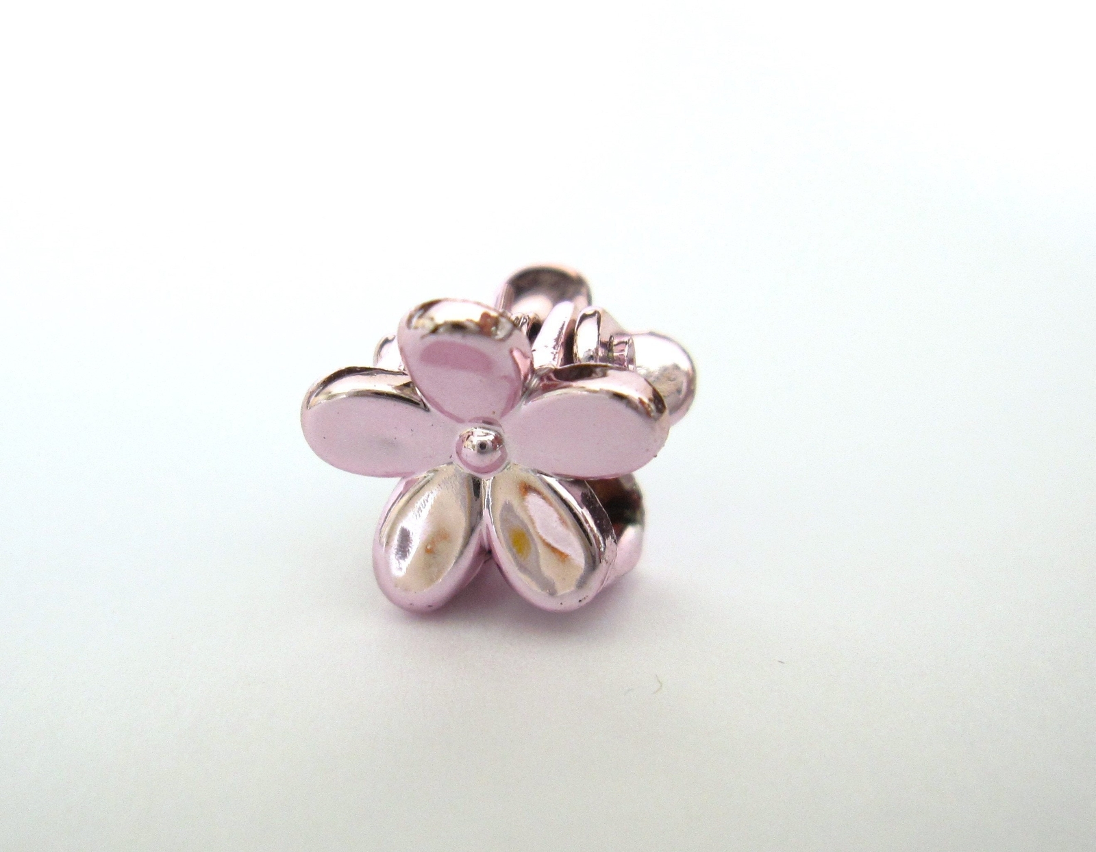 Micro mini extra tiny metalic colored flower acrylic hair claw clip