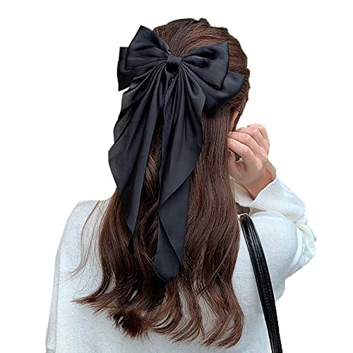 Super Big Bow Hair Clips French Style Soild Color Knotted Bowknot Spring Snap