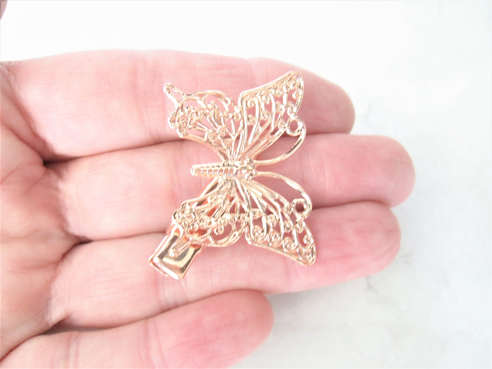 Antique style gold , silver or rose gold butterfly alligator hair clip (set of