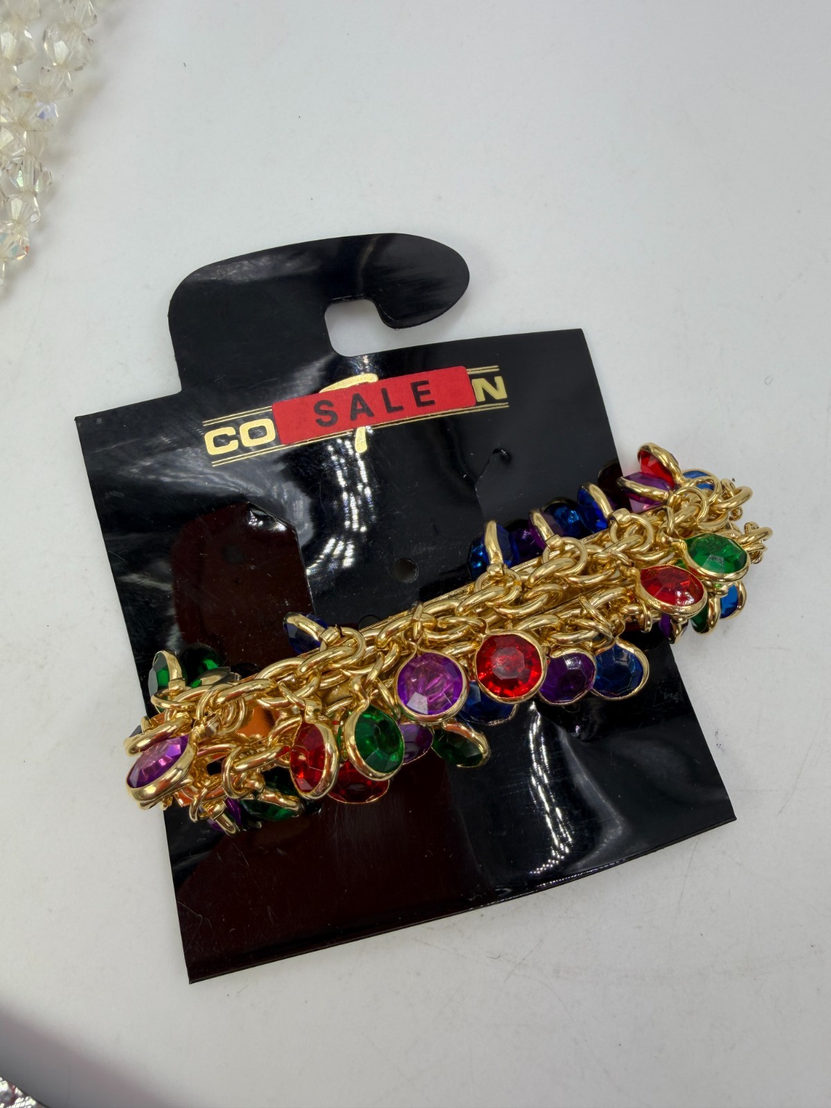 Vintage Hair Clip 80s Cha Cha Bead Bezel Multicolor Deadstock