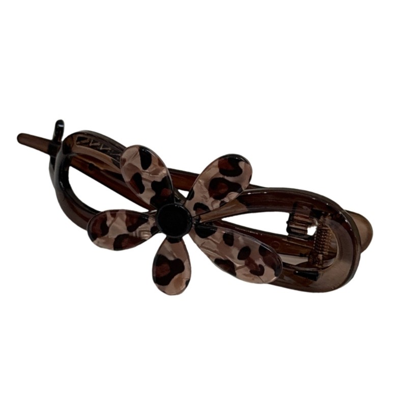 Women Leopard Pattern Hair Claw Clip Gentle Secure Hair Grip Ponytail Holder