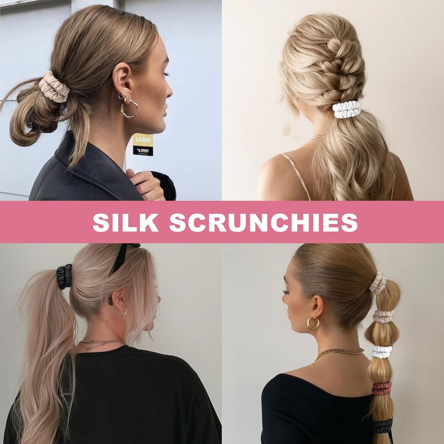 6Pcs Silk Hair Ties Small 22 Momme 100% Pure Mulberry Silk Scrunchies for Women