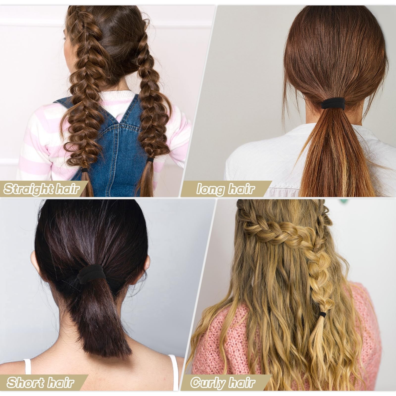 100 Pcs No Damage Seamless Hair Ties Rubber Bands Elastic Ponytail Holders